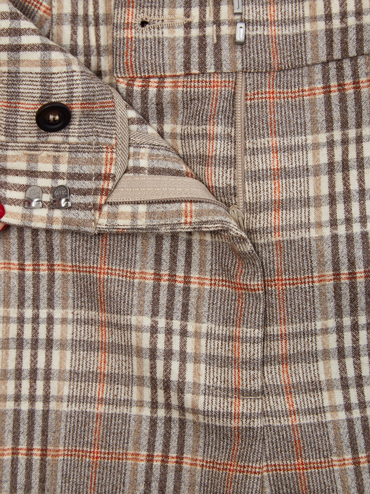 Укороченные брюки из шерсти в клетку с цепочками Punto Luce PESERICO, цвет бежевый, размер 40;44;46 - фото 6