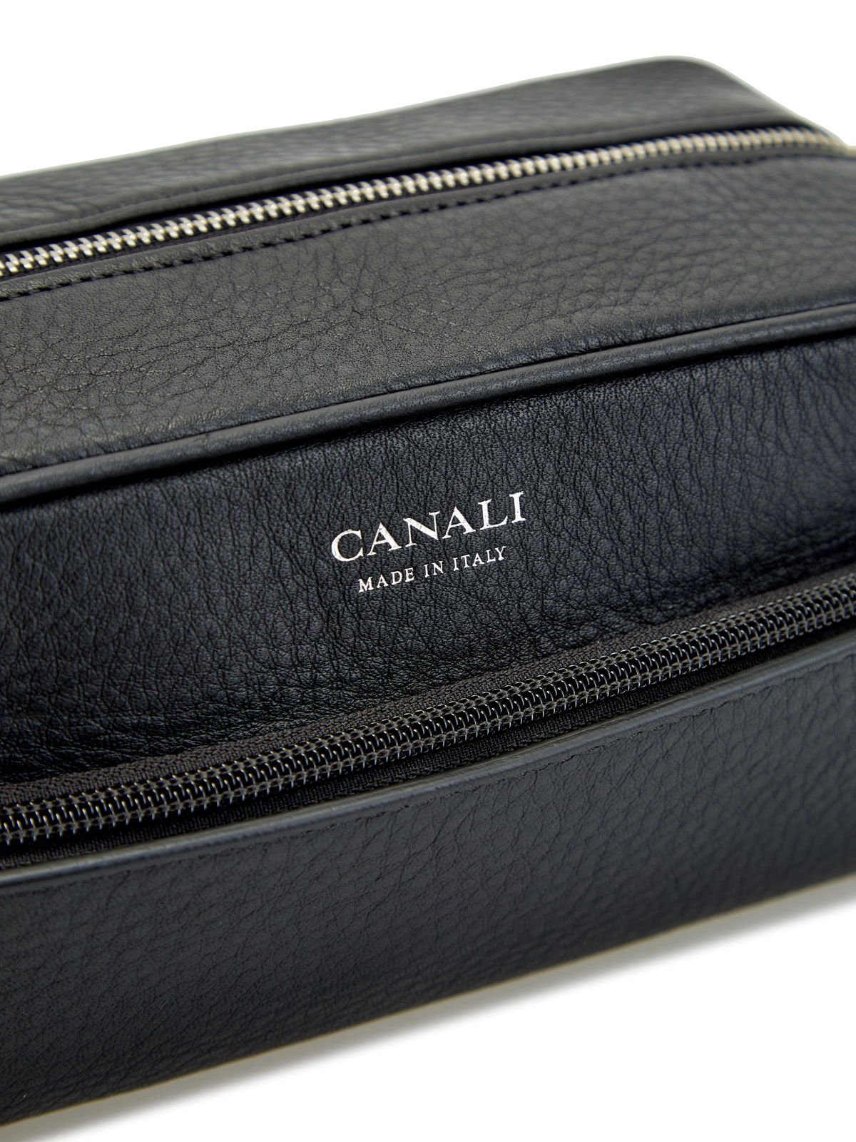 Несессер из матовой крупнозернистой кожи с боковой ручкой CANALI, цвет черный, размер L;XL - фото 6