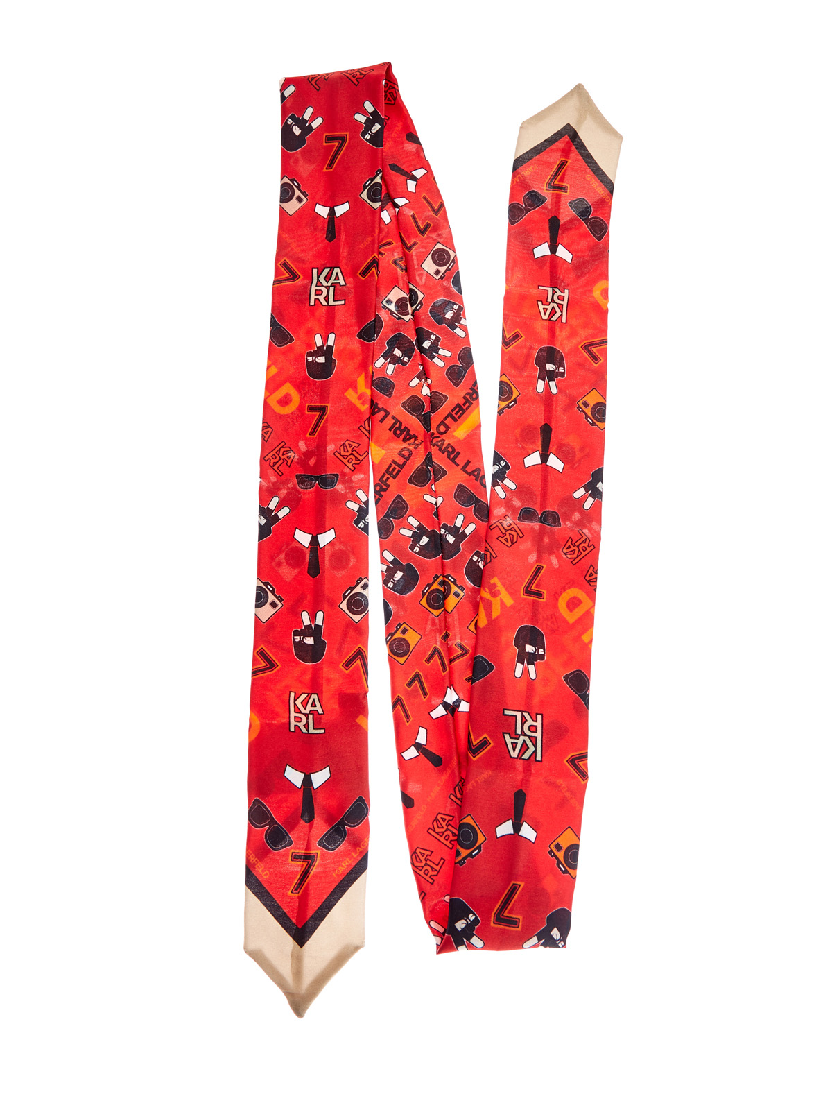 Шелковый галстук с принтом Karl Favorite KARL LAGERFELD, цвет красный, размер XL