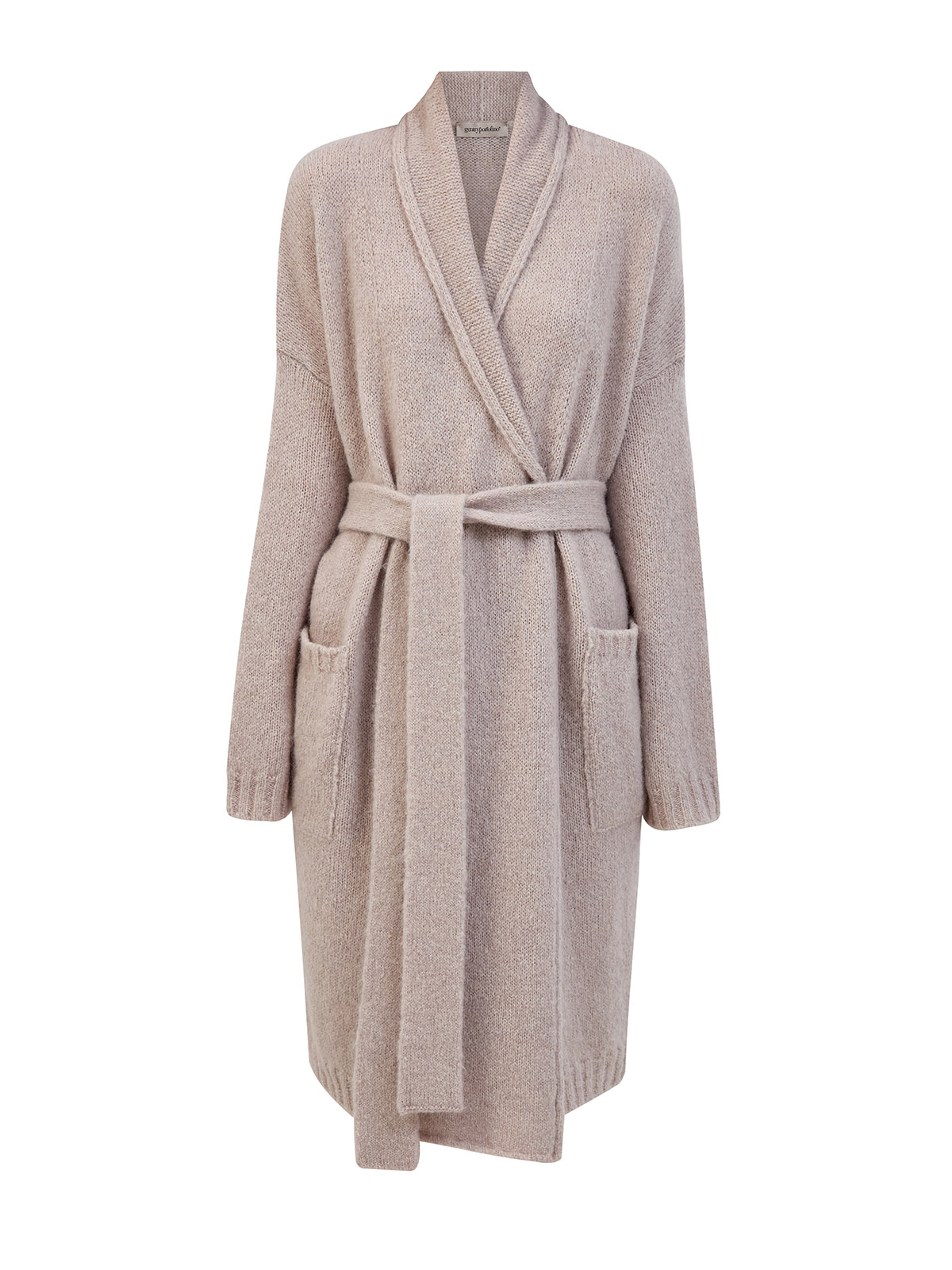 

Удлиненный кардиган из альпаки и кашемира с поясом, Бежевый, Удлиненный кардиган из альпаки и кашемира с поясом