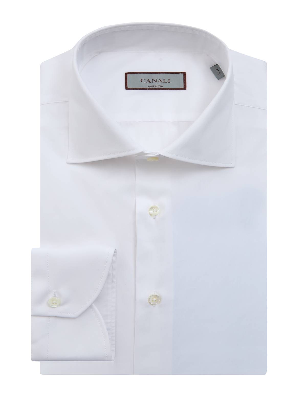 Рубашка в классическом стиле из гладкого хлопкового поплина CANALI белого цвета