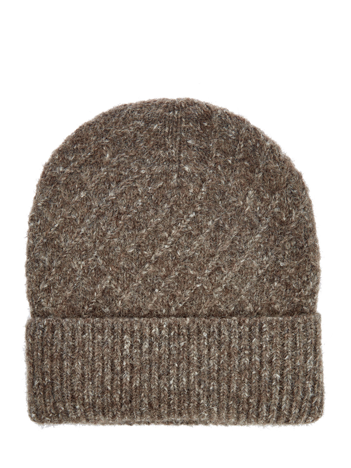 

Шапка из меланжевой пряжи альпака с широким отворотом, Коричневый, Шапка из меланжевой пряжи альпака с широким отворотом