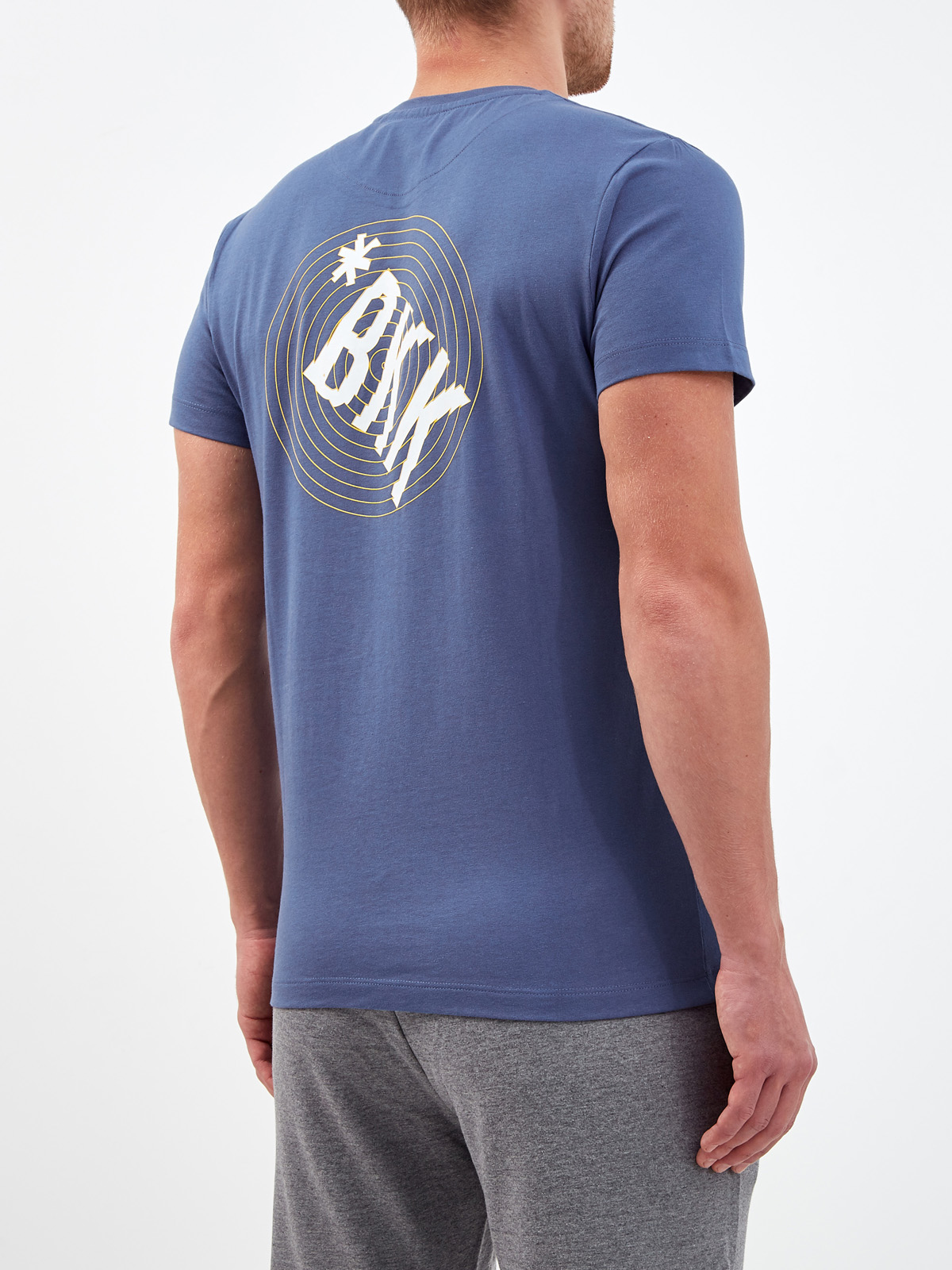 Хлопковая футболка с принтом на передней планке и спинке BIKKEMBERGS, цвет синий, размер S;M;L;XL;2XL;3XL - фото 4