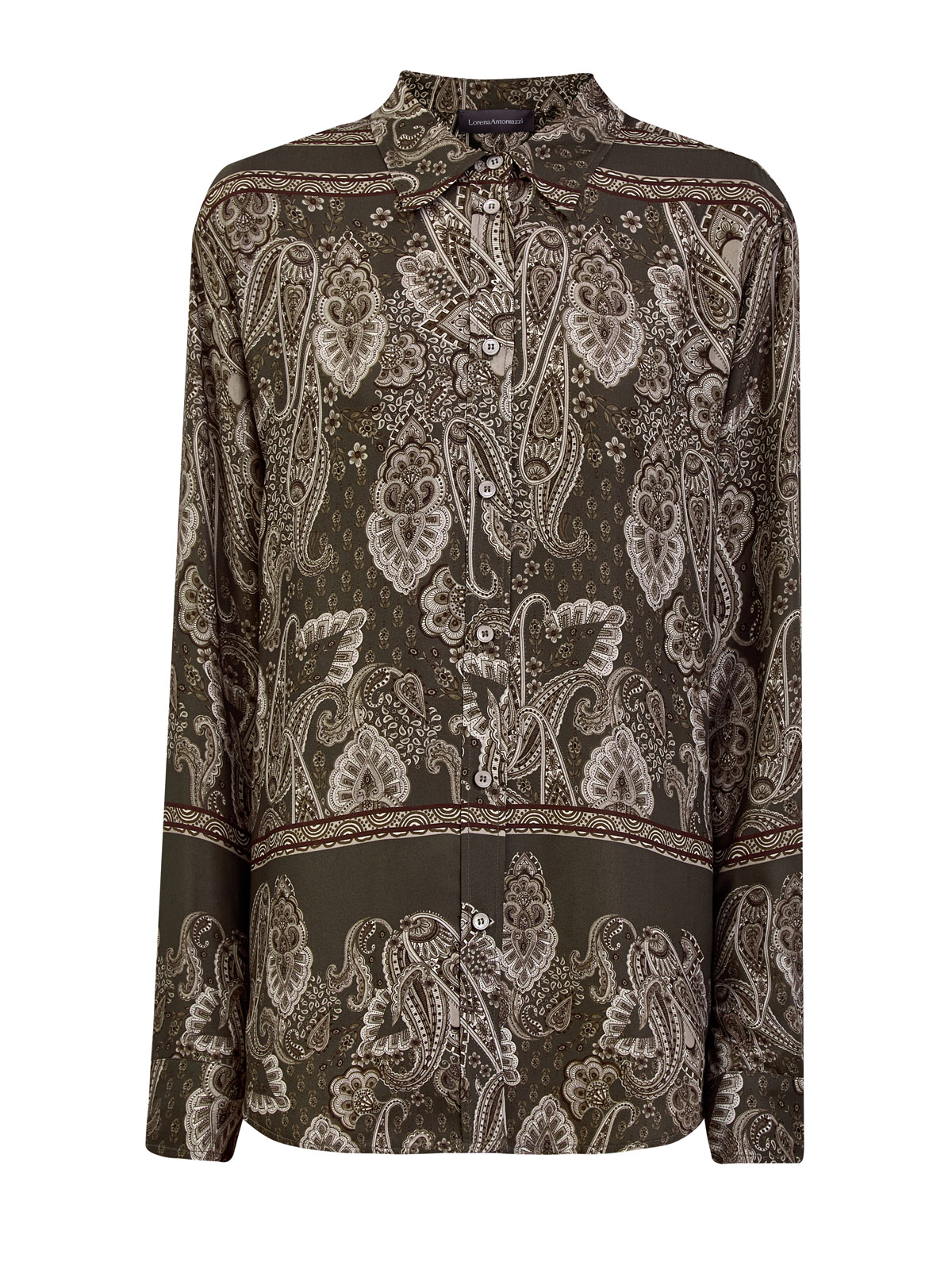 

Рубашка из легкой струящейся вискозы с принтом пейсли, Зеленый, Рубашка из легкой струящейся вискозы с принтом пейсли