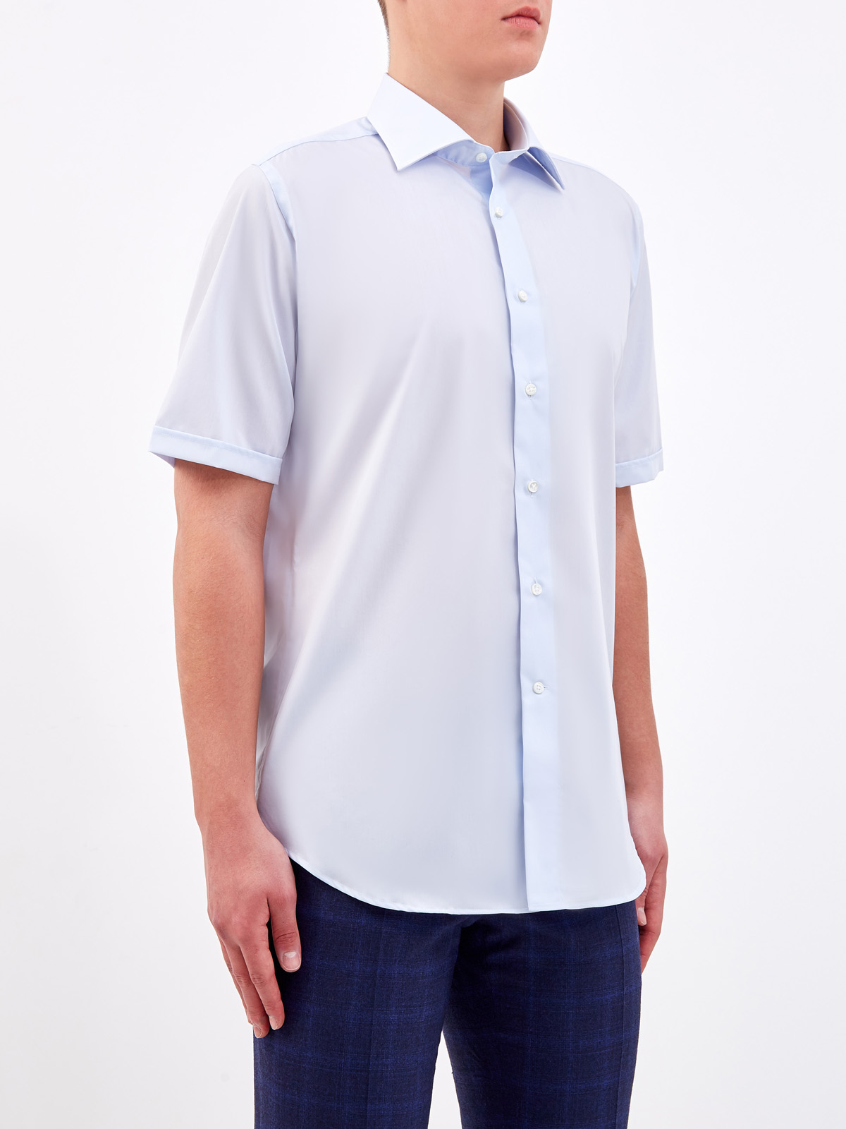 Рубашка из гладкого хлопка Impeccabile с короткими рукавами CANALI, цвет голубой, размер 52;52;54;56;58;60;62 - фото 3