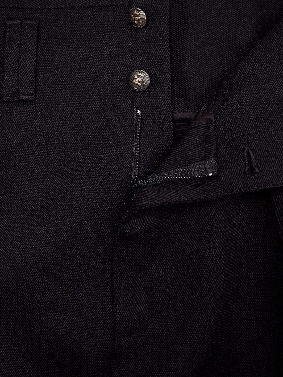 Брюки из шерстяного габардина с высоким поясом на пуговицах ETRO Черный  