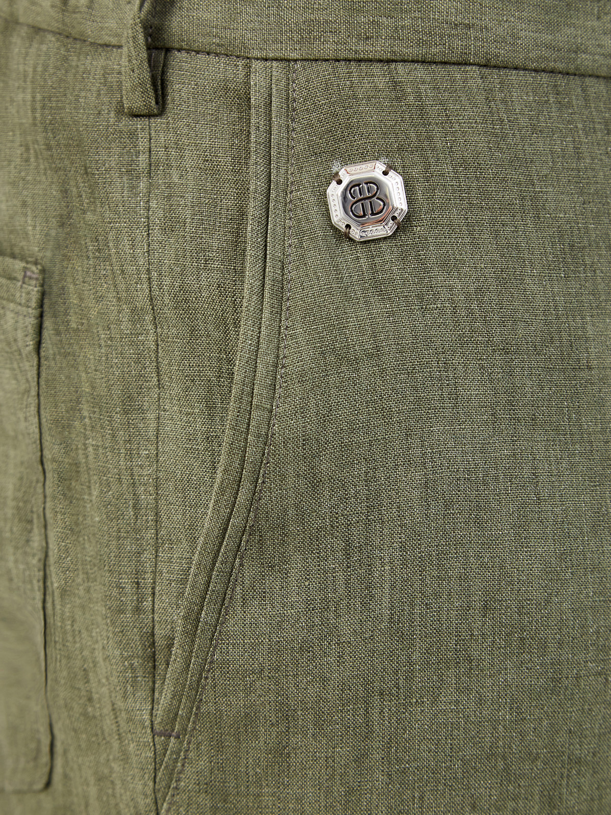 Льняные брюки с поясом на кулиске и литой символикой BERTOLO CASHMERE, цвет зеленый, размер 46;48;50;52;54;56;58 - фото 5