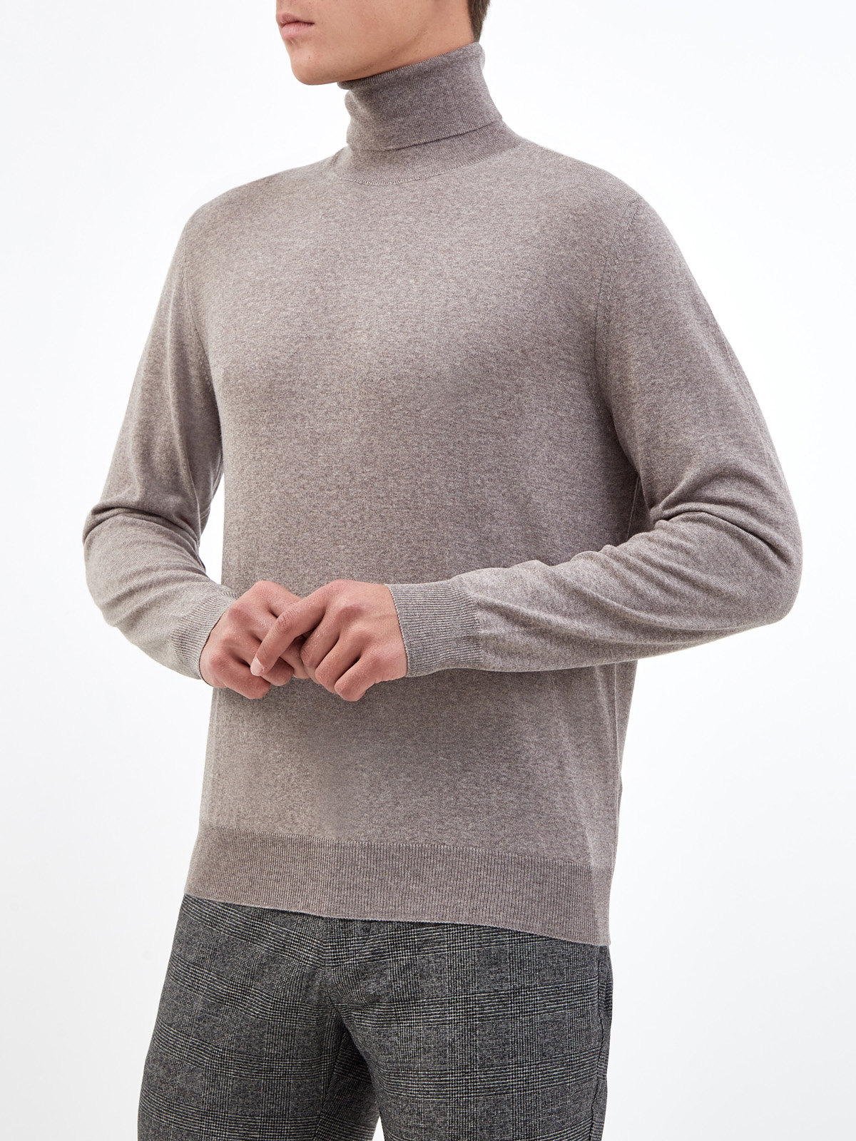 Водолазка в стиле casual из меланжевой шерстяной ткани CANALI, цвет бежевый, размер 48;52;54;56;50 - фото 3