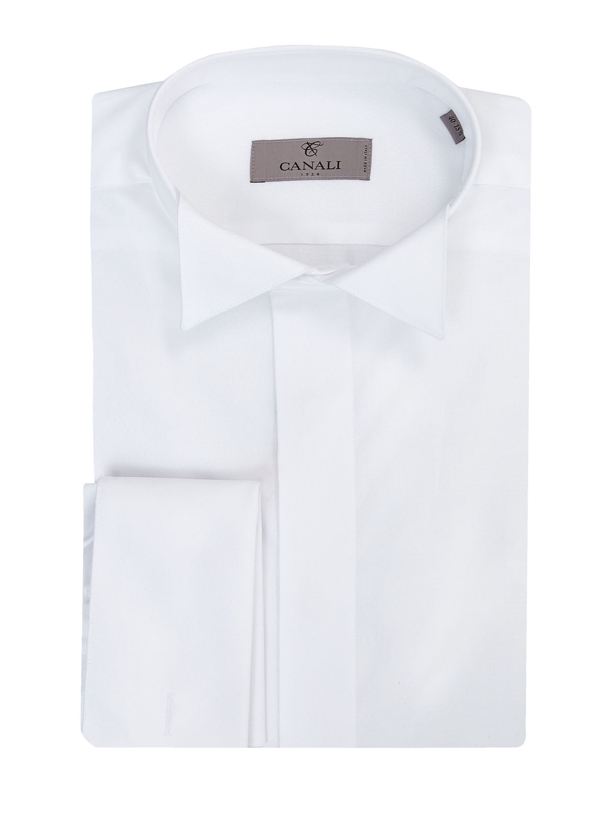 Классическая рубашка из гладкого поплина под запонки CANALI, цвет белый, размер 50;52;52;54;56;58