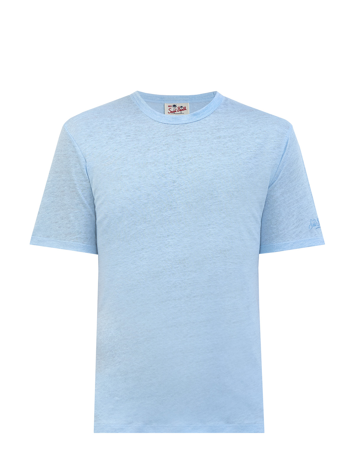 

Футболка из премиального льняного джерси с вышивкой в тон, Голубой, Футболка из премиального льняного джерси с вышивкой в тон