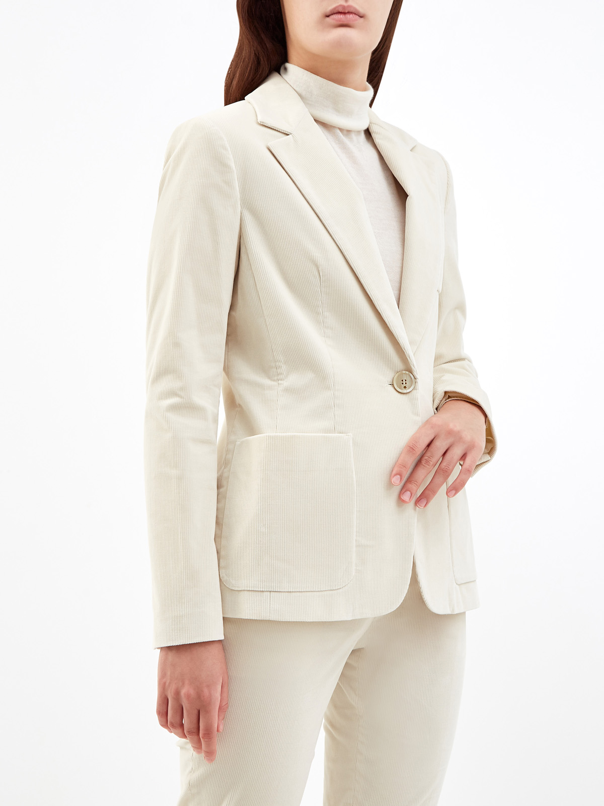 Жакет из хлопкового вельвета с объемными карманами LORENA ANTONIAZZI, цвет белый, размер 40;42;46;48 - фото 3
