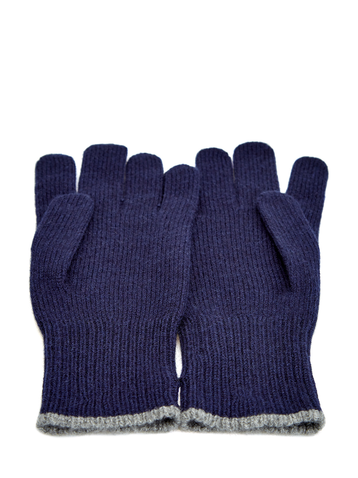 Синие перчатки из кашемира с контрастной окантовкой BRUNELLO CUCINELLI, цвет синий, размер L;M - фото 2