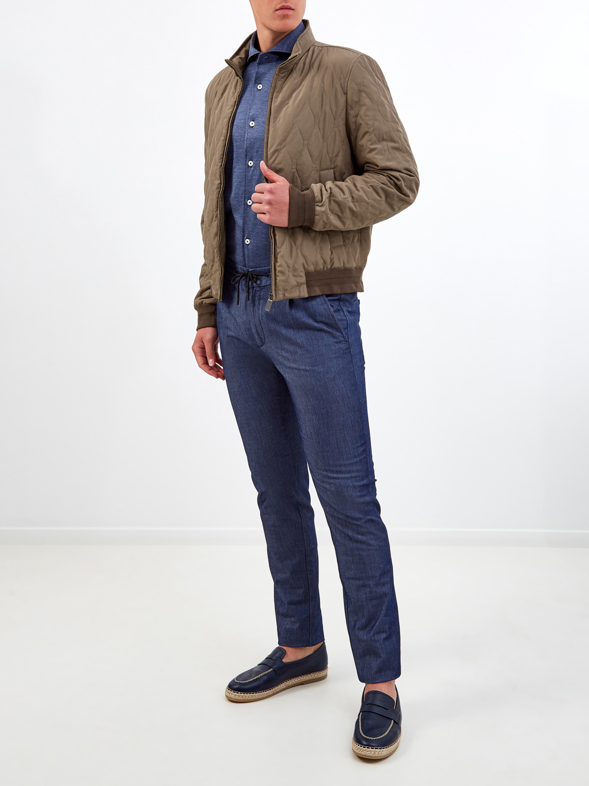 Тонкие брюки с защипами и поясом на регулируемой кулиске CANALI, цвет синий, размер 50;52;54;56;48 - фото 2