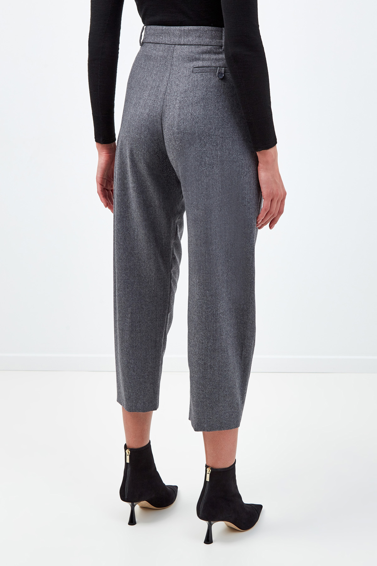 Укороченные брюки из шерстяной фланели STELLA McCARTNEY, цвет серый, размер S - фото 4