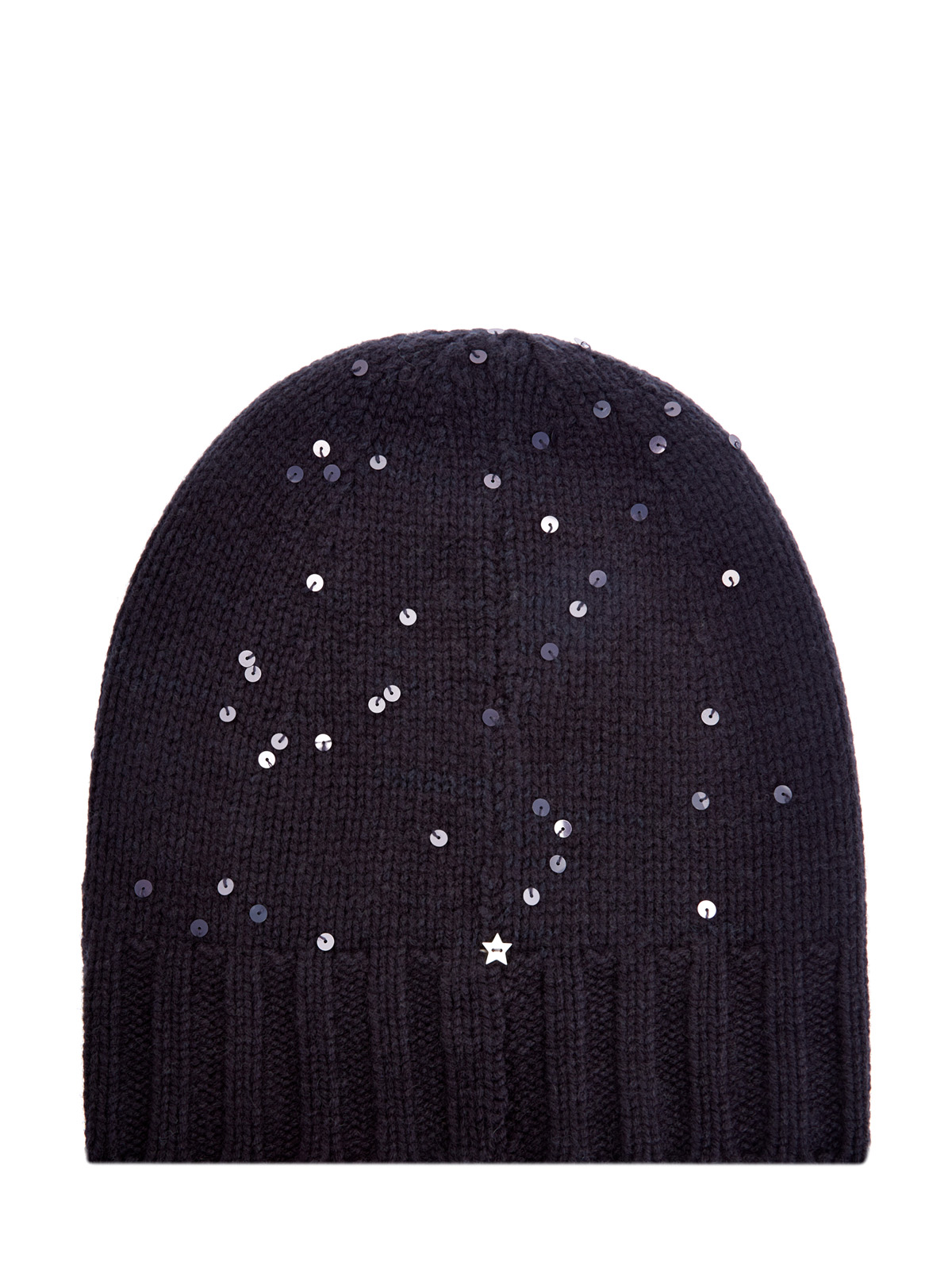 Шерстяная шапка с вплетенными пайетками LORENA ANTONIAZZI, цвет черный, размер M - фото 4