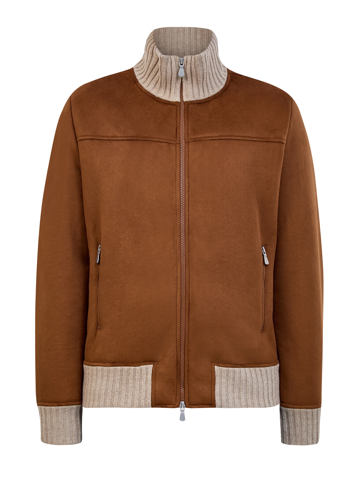 

Комбинированный бомбер с отделкой из шерсти мериноса, Коричневый, Комбинированный бомбер с отделкой из шерсти мериноса