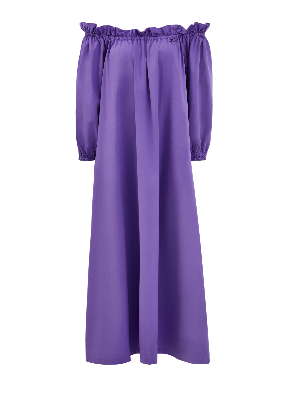 Платье K/DNA с открытыми плечами и оборками KARL LAGERFELD, цвет фиолетовый, размер S;M;L;XS Платье K/DNA с открытыми плечами и оборками - фото 1