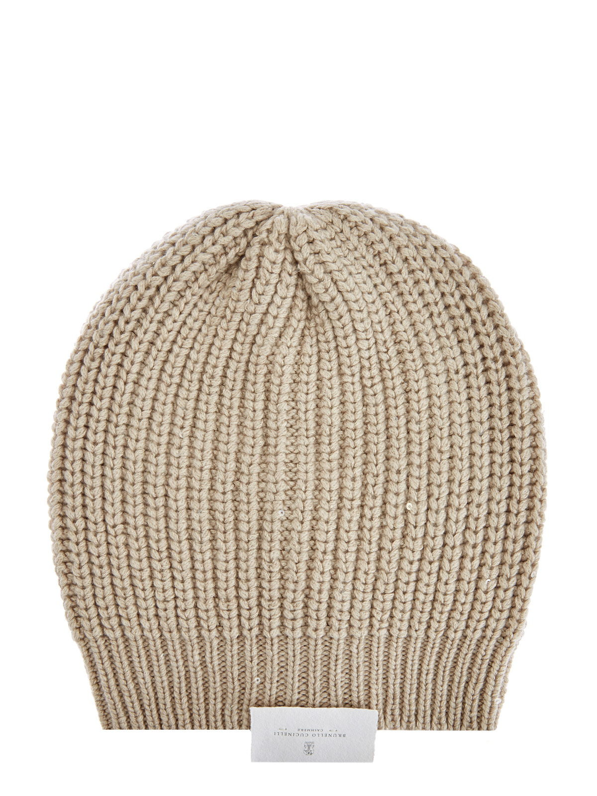 Кашемировая шапка с шелковой нитью и миниатюрными пайетками BRUNELLO CUCINELLI, цвет бежевый, размер S;M