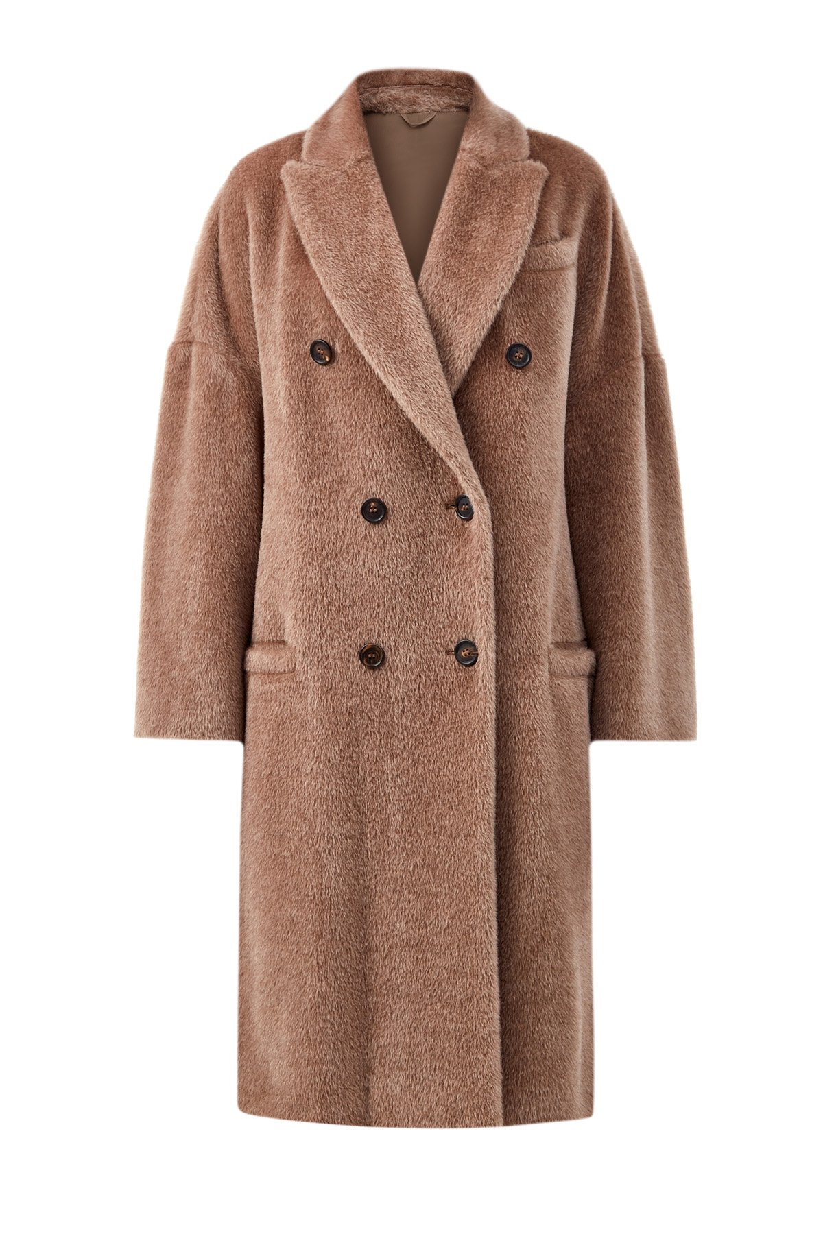 Пальто из шерсти альпаки с двубортной застежкой