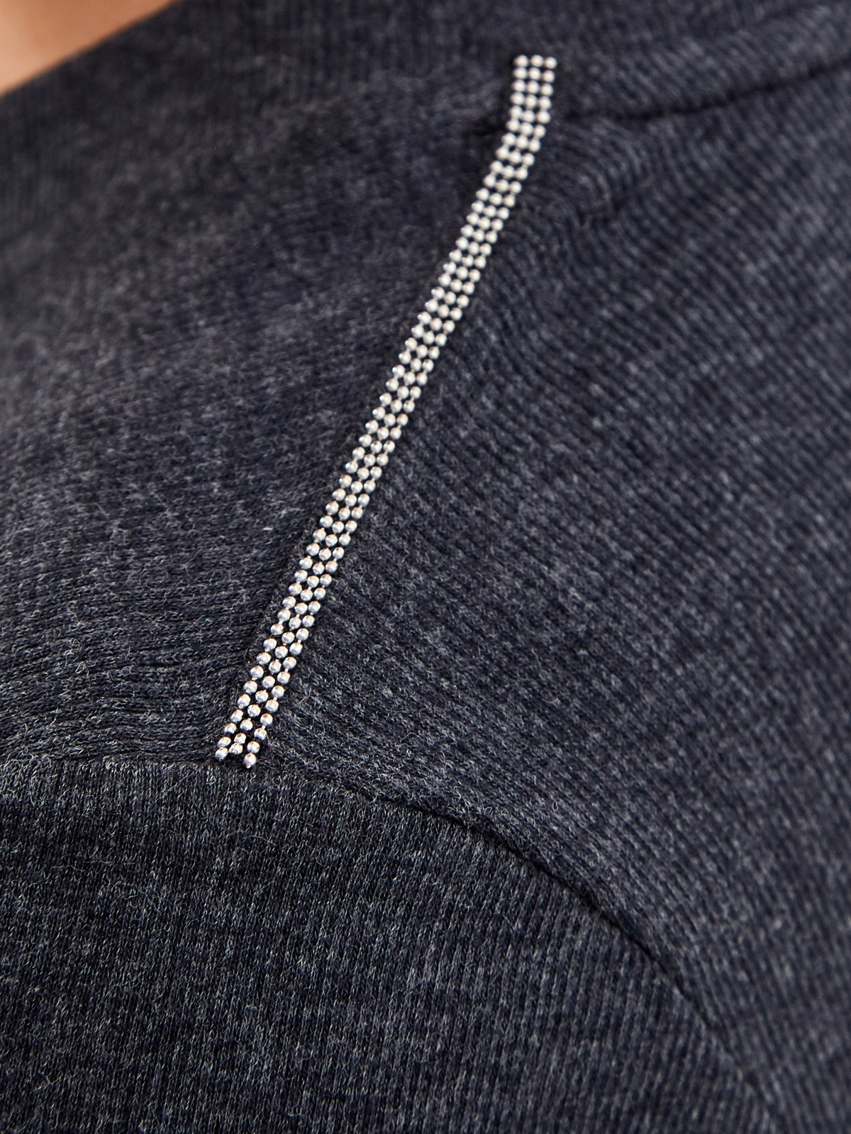 Хлопковая футболка с цепочками и V-образным вырезом PESERICO, цвет серый, размер 40;42;44;46;38 - фото 5