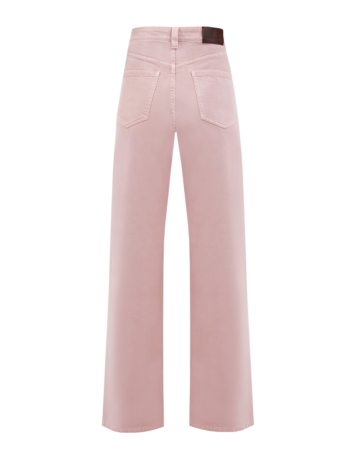 Расклешенные джинсы с нашивкой из кожи и деталью Мониль BRUNELLO CUCINELLI, цвет розовый, размер 46;40 - фото 2