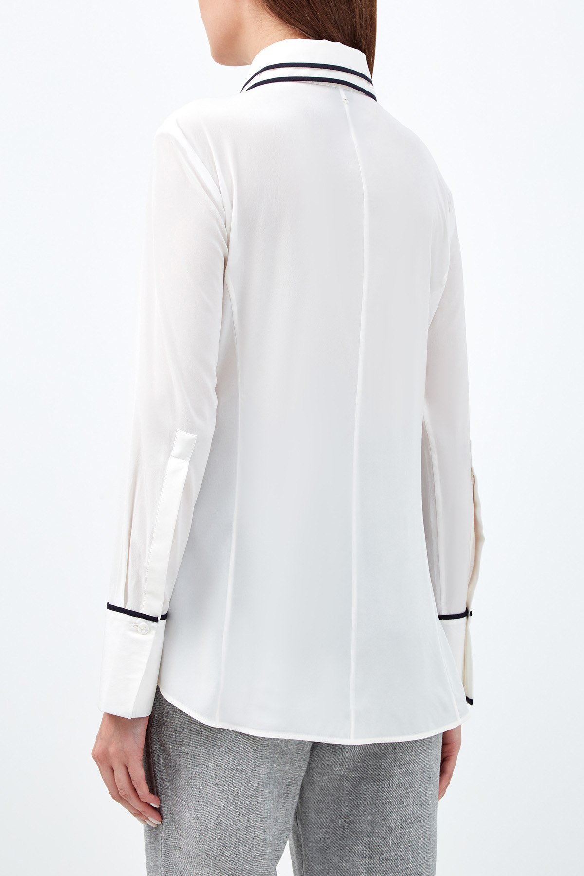 Шелковая блуза со съемным воротником LORENA ANTONIAZZI, цвет белый, размер 44;40 - фото 4