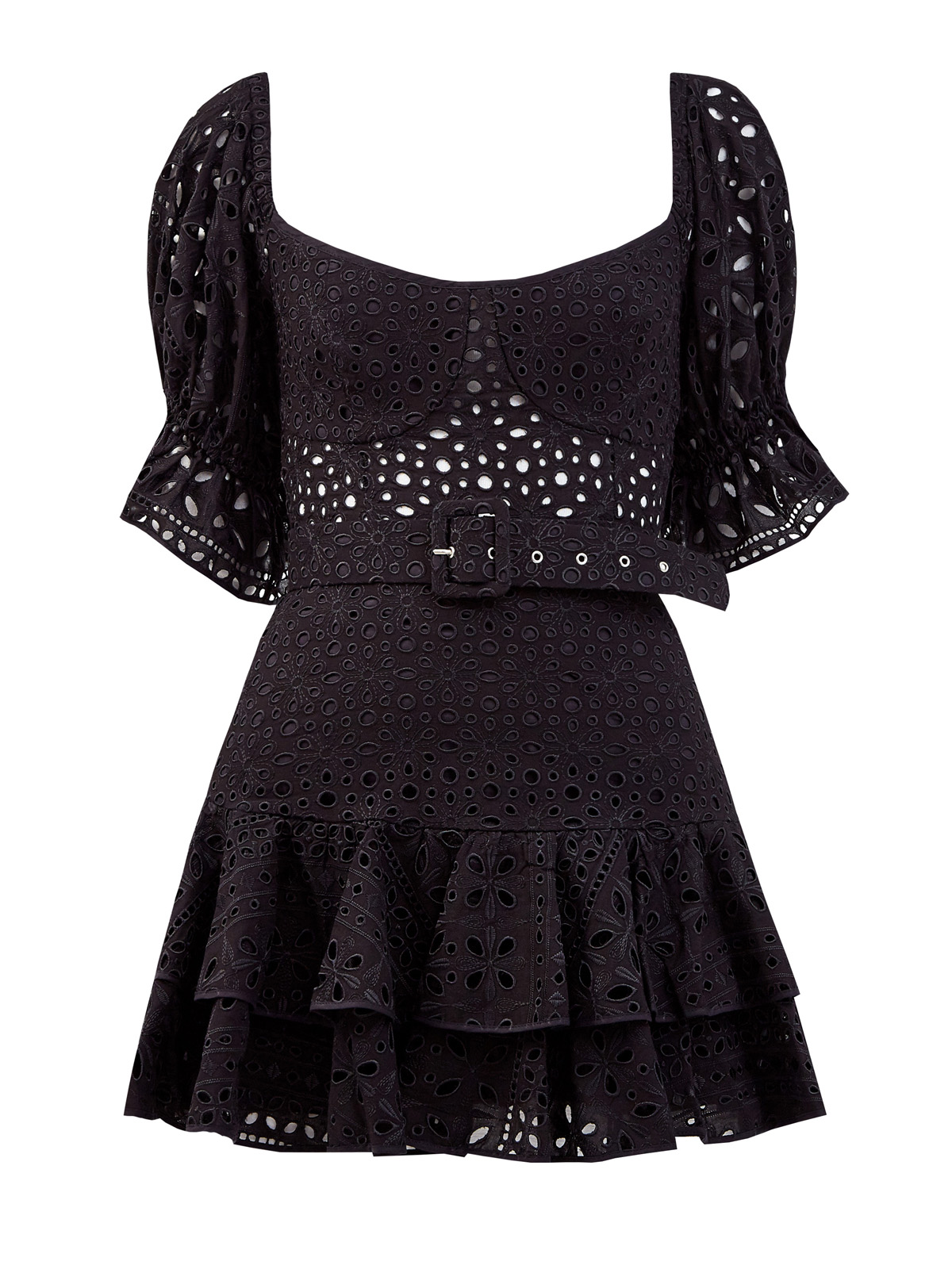 Платье из ажурного кружева broderie anglaise с поясом CHARO RUIZ IBIZA, цвет черный, размер M;L - фото 1