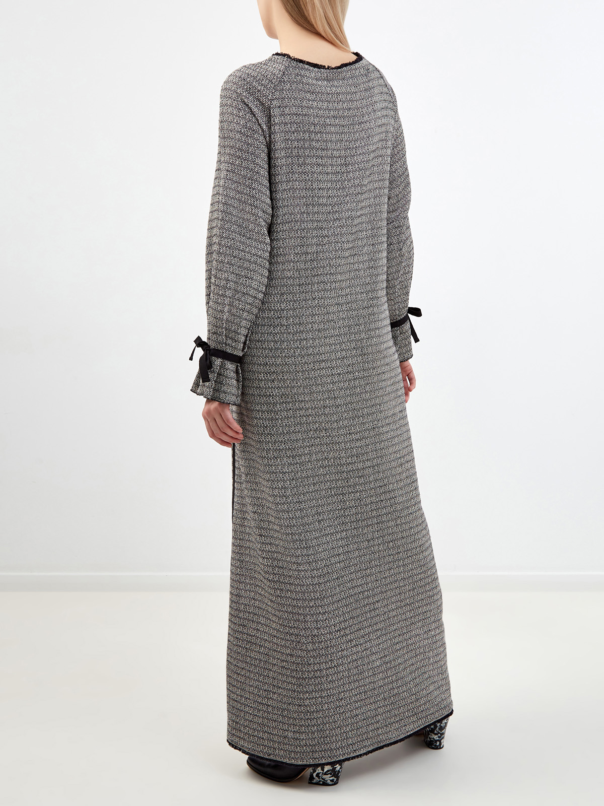 Платье из фактурного хлопка с поясом и контрастным кантом Vika 2.0, цвет серый, размер 40;38 - фото 4