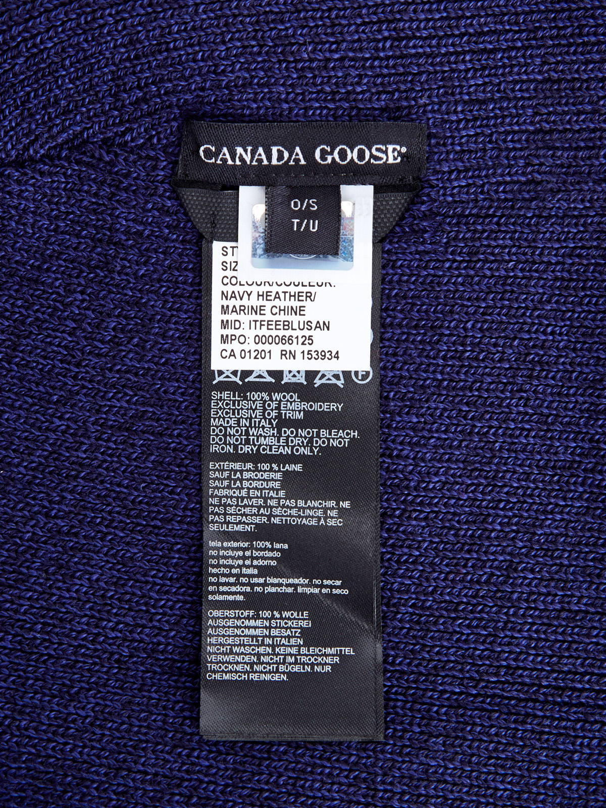 Шапка из меланжевой шерсти с контрастной нашивкой CANADA GOOSE, цвет синий, размер L;S - фото 4
