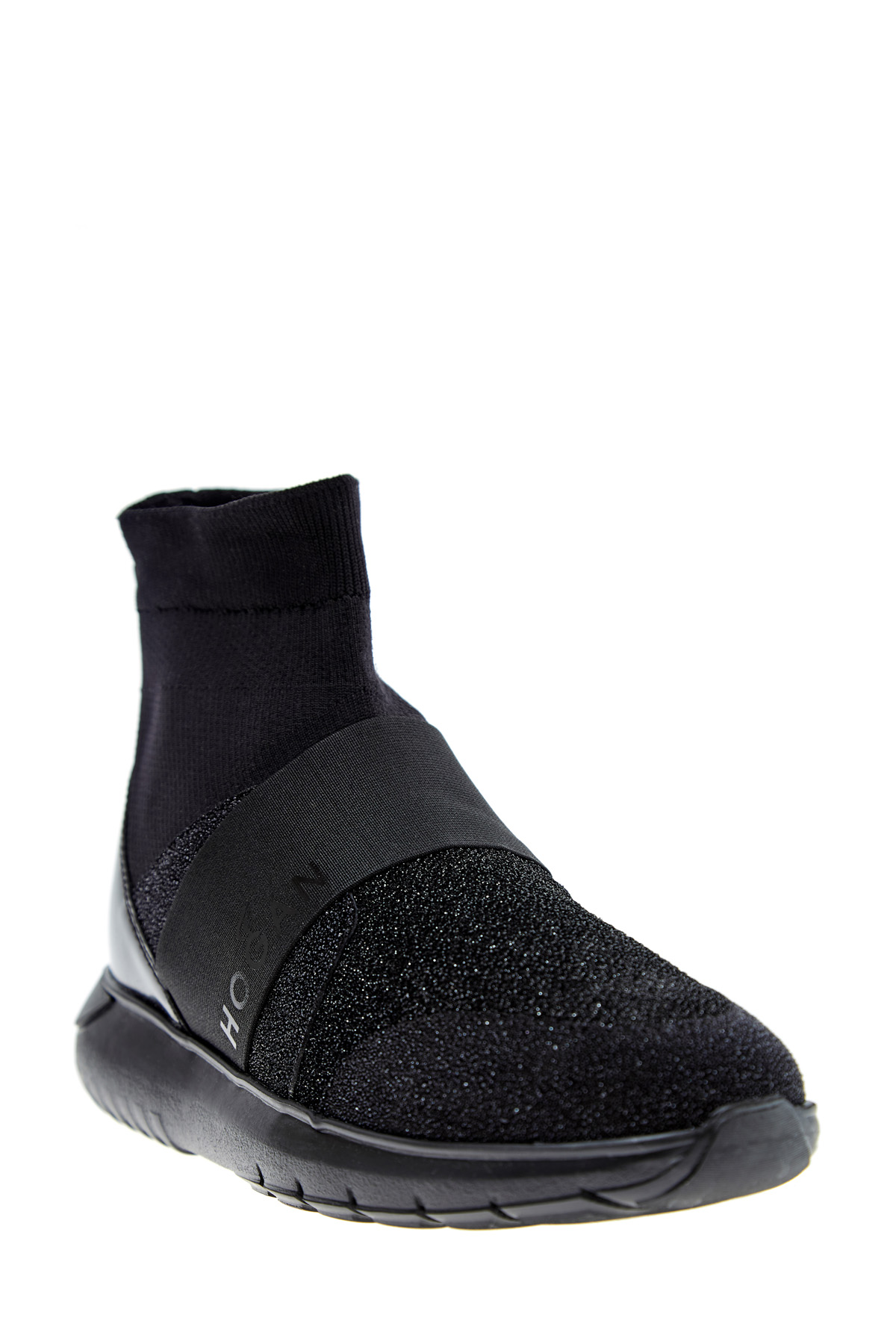 Однотонные кроссовки с мерцающей отделкой и сверхлегкой подошвой HOGAN, цвет черный, размер 36;36.5;38;40;40.5 - фото 3