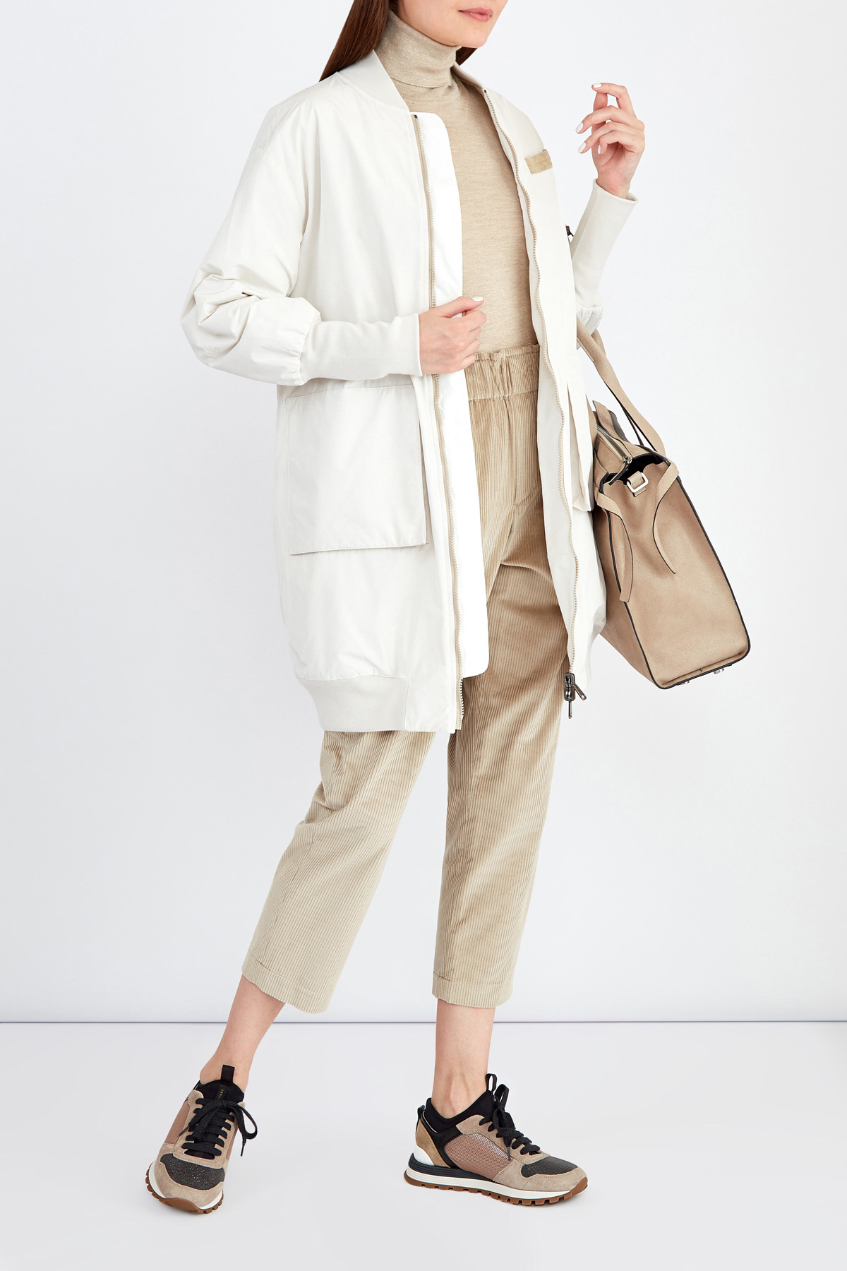 Двусторонняя куртка-бомбер с декором Мониль BRUNELLO CUCINELLI, цвет белый, размер 42 - фото 2