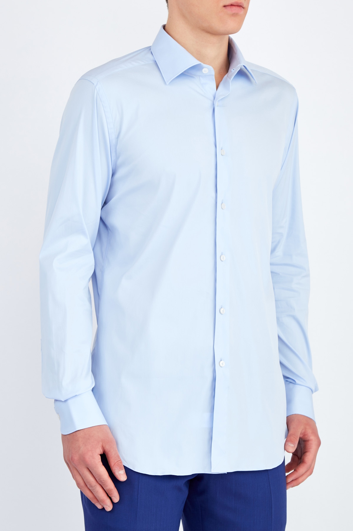 Классическая рубашка силуэта Tailor Fit из эластичного поплина XACUS, цвет голубой, размер 48;50;52;54 - фото 3