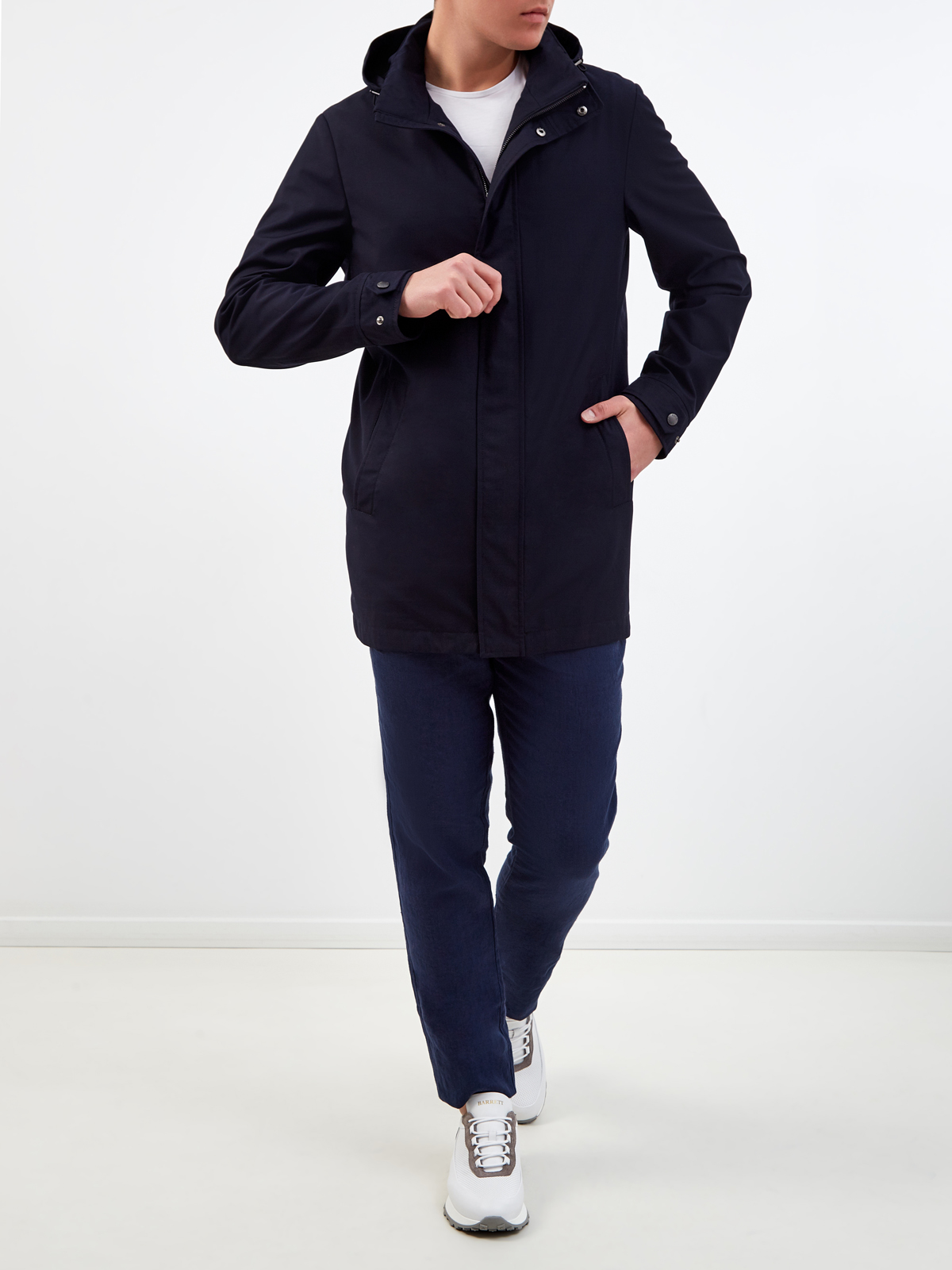 Удлиненная куртка с капюшоном и двойной застежкой CUDGI, цвет синий, размер 50;52;54;56;58;48 - фото 2