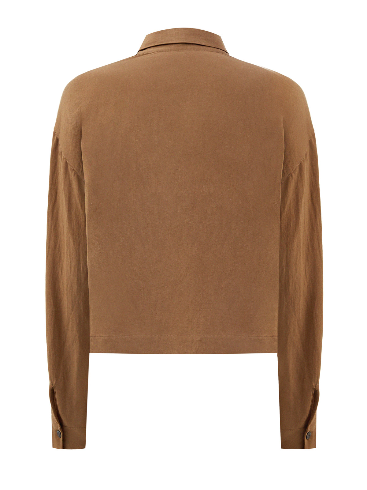 Однотонная рубашка из мягкой ткани с добавлением льна RE VERA, цвет коричневый, размер 46 - фото 2