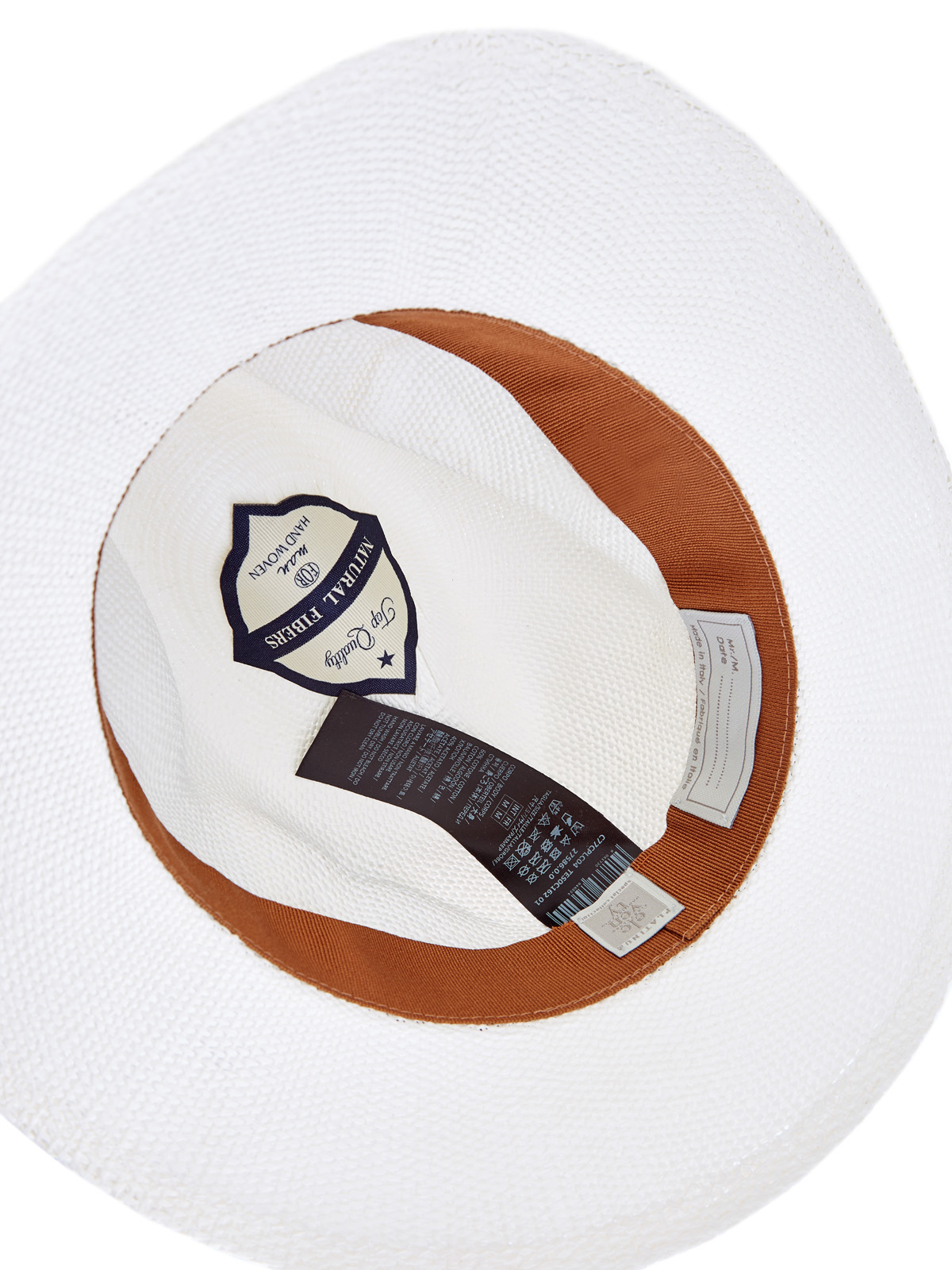 Плетеная шляпа-трилби с лентой грогрен ELEVENTY, цвет белый, размер L;M - фото 6