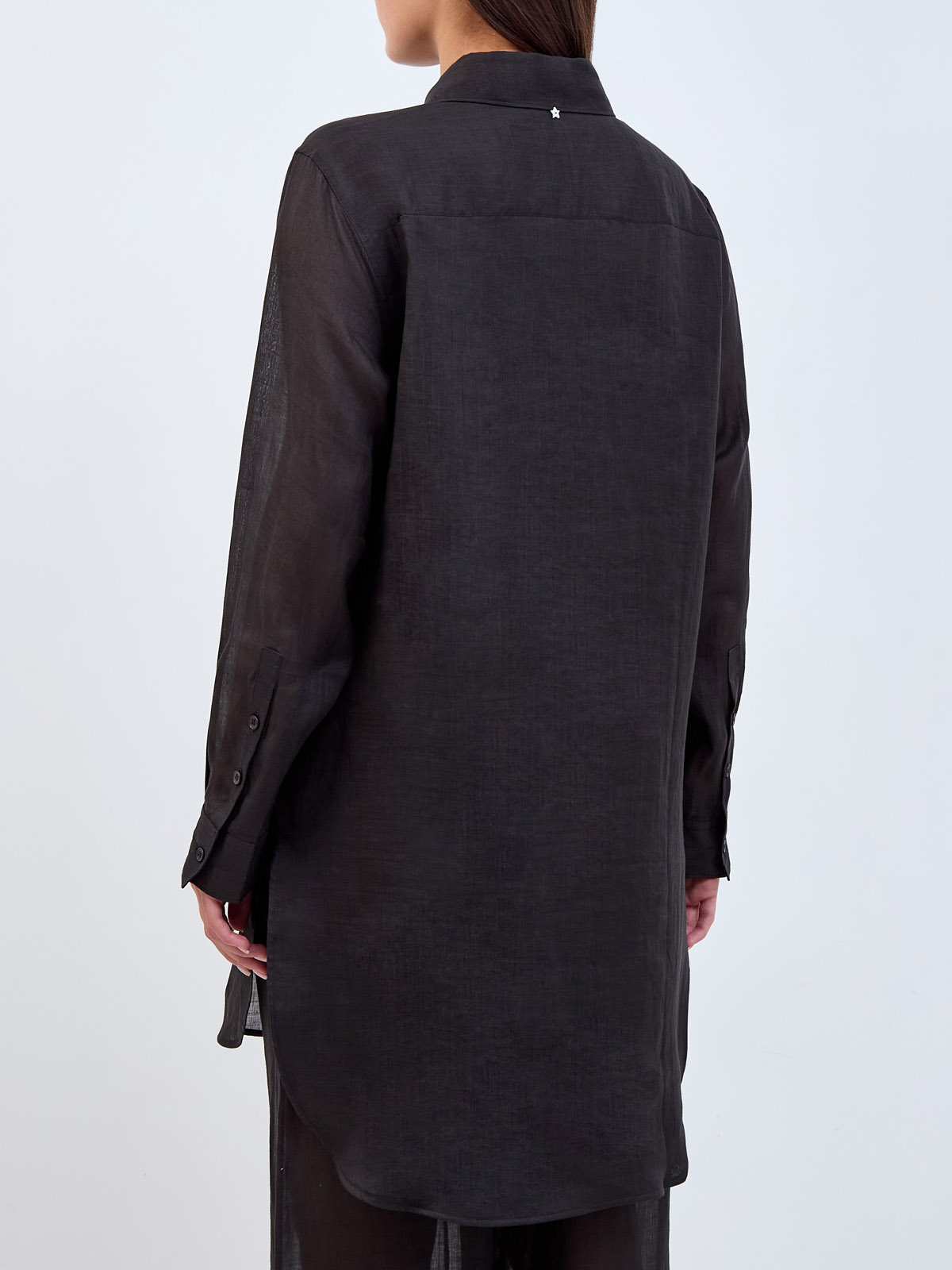 Удлиненная блуза из натурального крапивного волокна с символикой LORENA ANTONIAZZI, цвет черный, размер 44;46 - фото 4