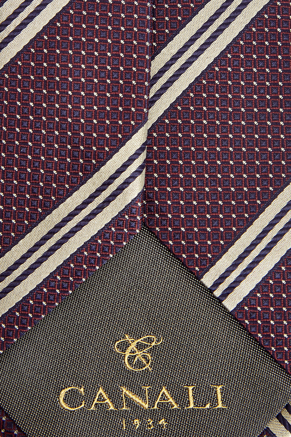 Галстук из плотного шелка с объемным принтом CANALI, цвет бордовый, размер 40;41;42;43;44;45 - фото 3