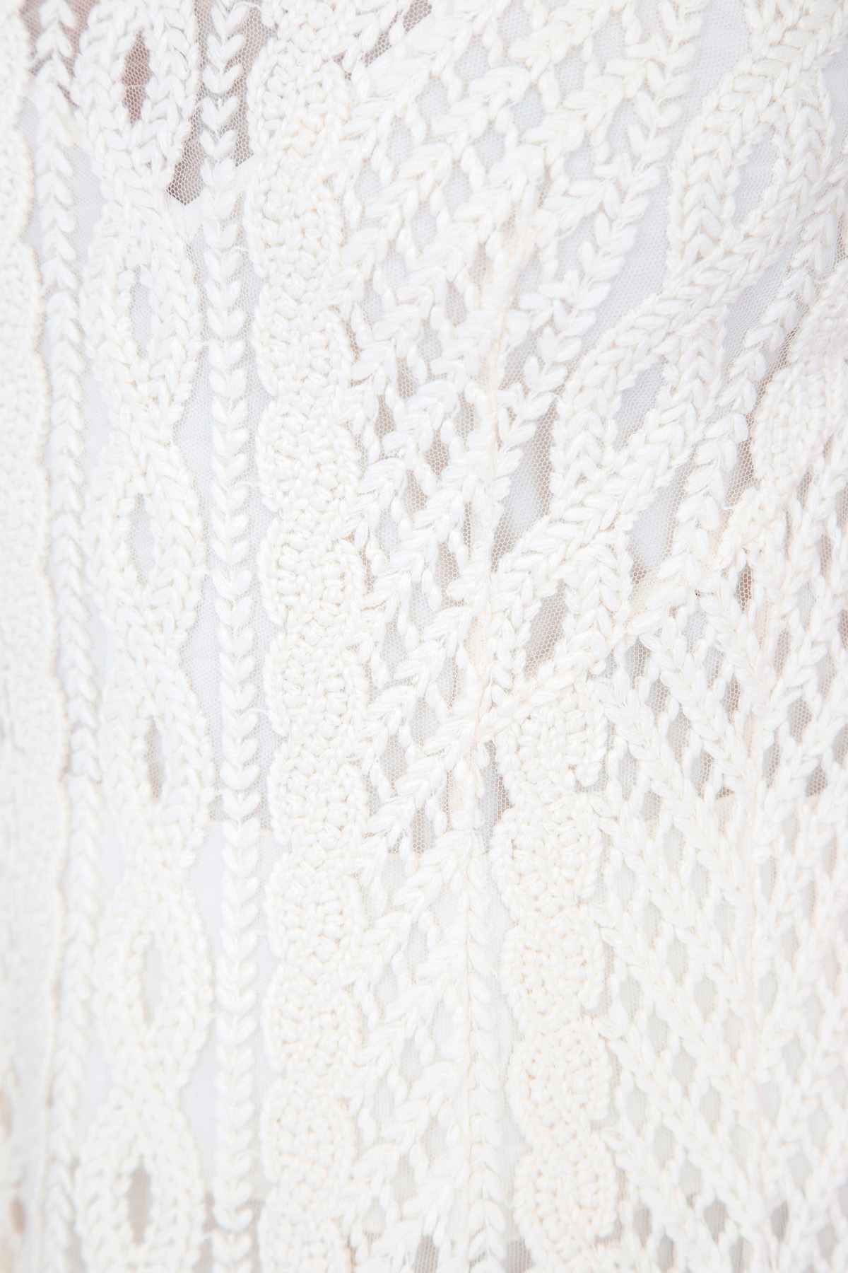 Двухслойное платье из вуали с ажурной вышивкой шерстяной нитью ERMANNO SCERVINO, цвет белый, размер 42 - фото 5