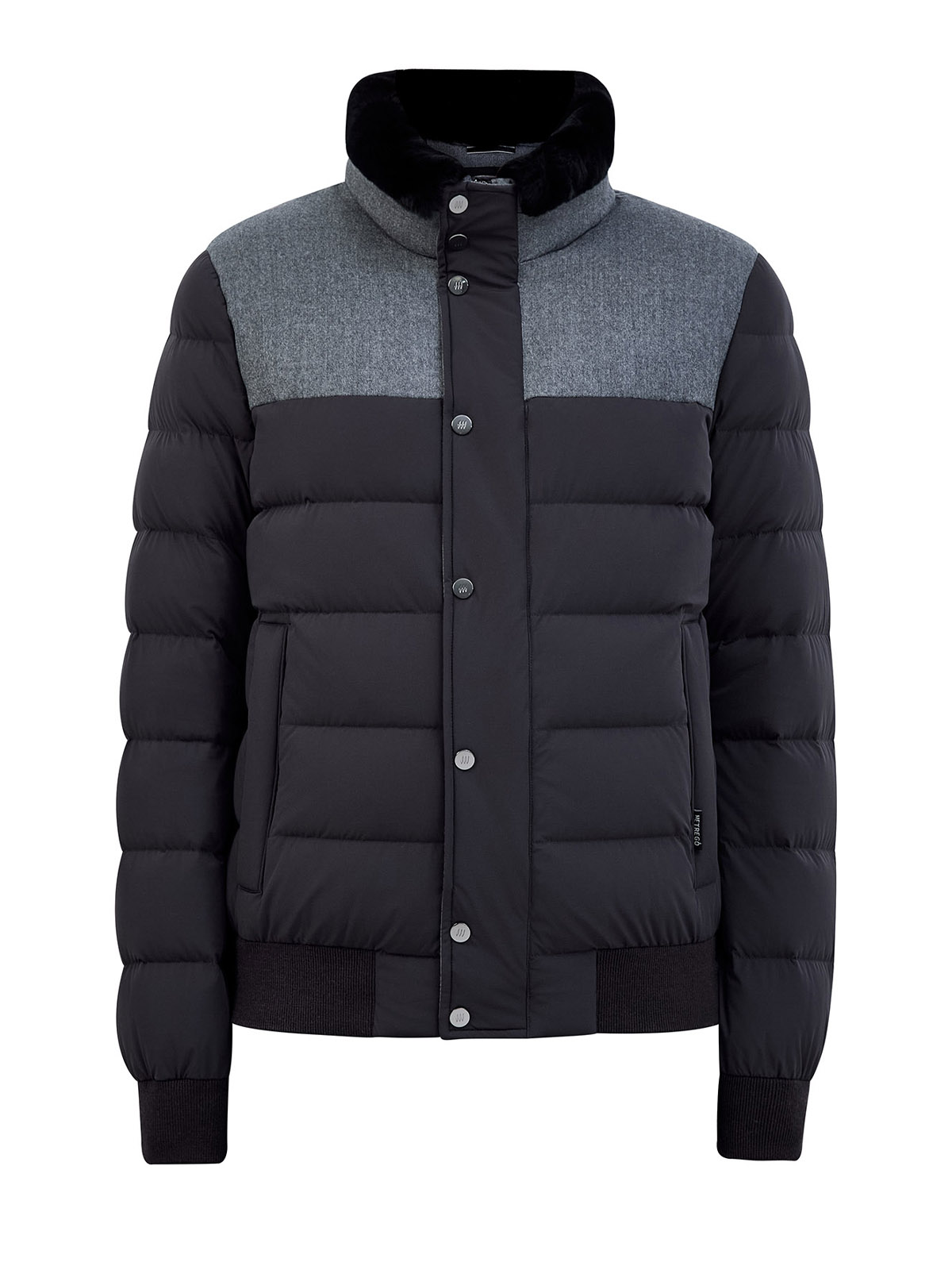 

Стеганый пуховик из шерсти и нейлона со съемным мехом, Серый, Стеганый пуховик из шерсти и нейлона со съемным мехом