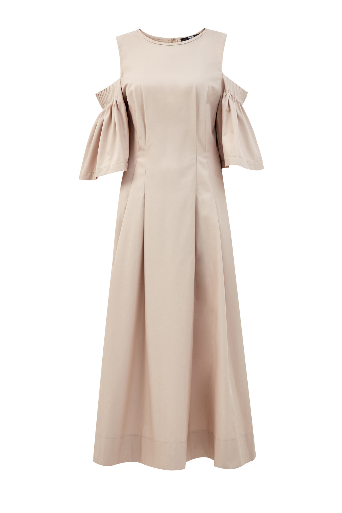 Платье из хлопкового поплина с объемными рукавами KARL LAGERFELD, цвет бежевый, размер L;XL - фото 1