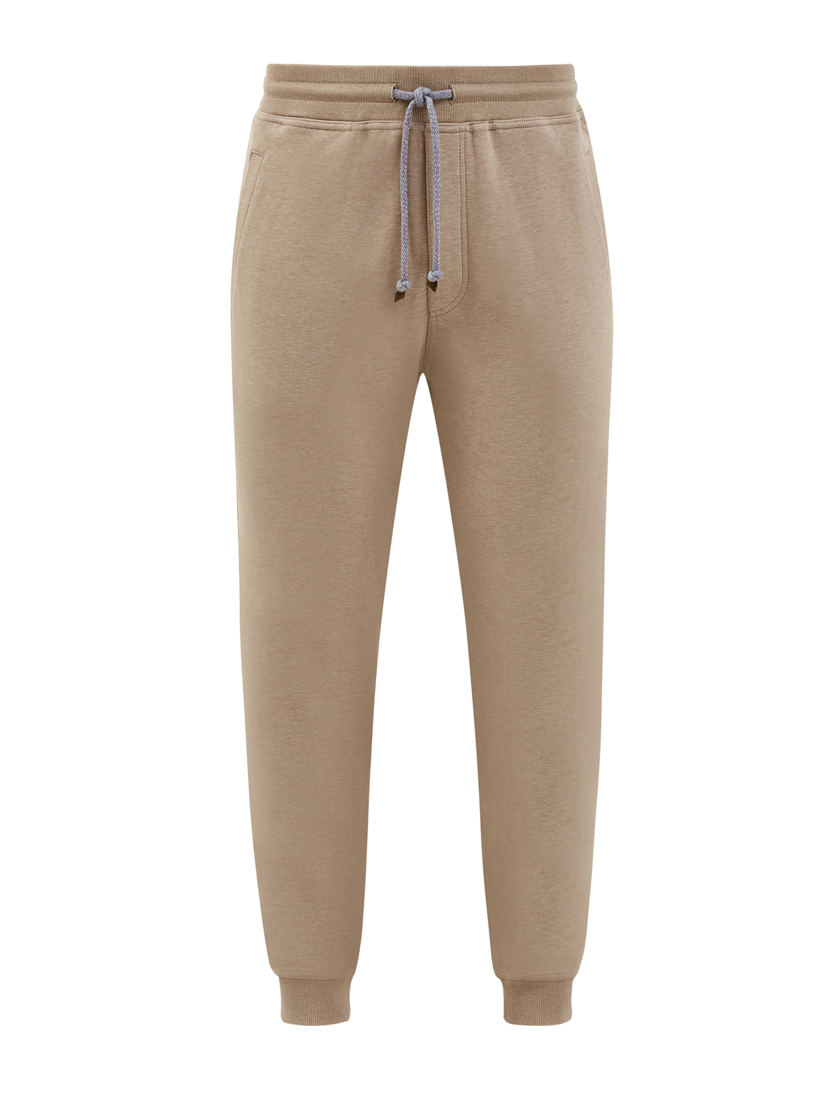 Хлопковые брюки-джоггеры из футера с эластичной отделкой BRUNELLO CUCINELLI, цвет бежевый, размер 50;52;54 - фото 1