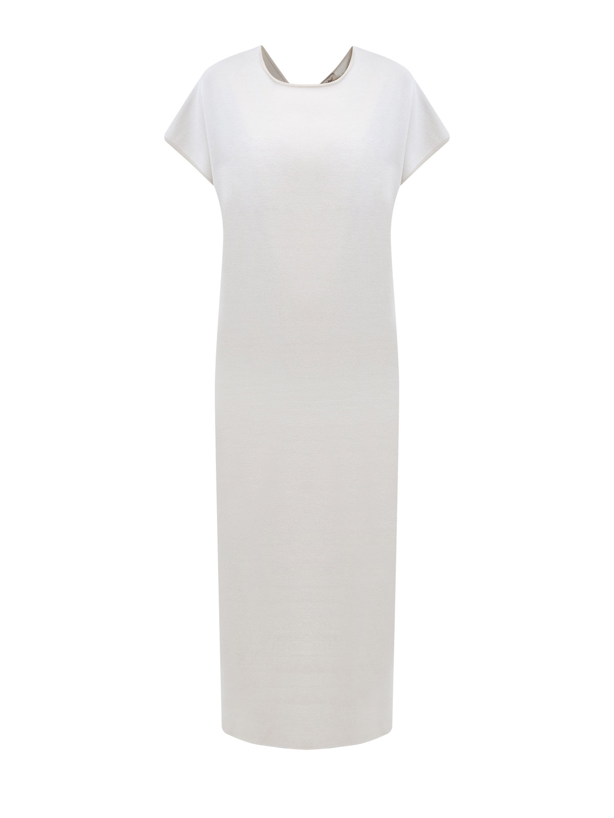 

Однотонное платье-миди из гладкого шелка и хлопка, Бежевый, Однотонное платье-миди из гладкого шелка и хлопка