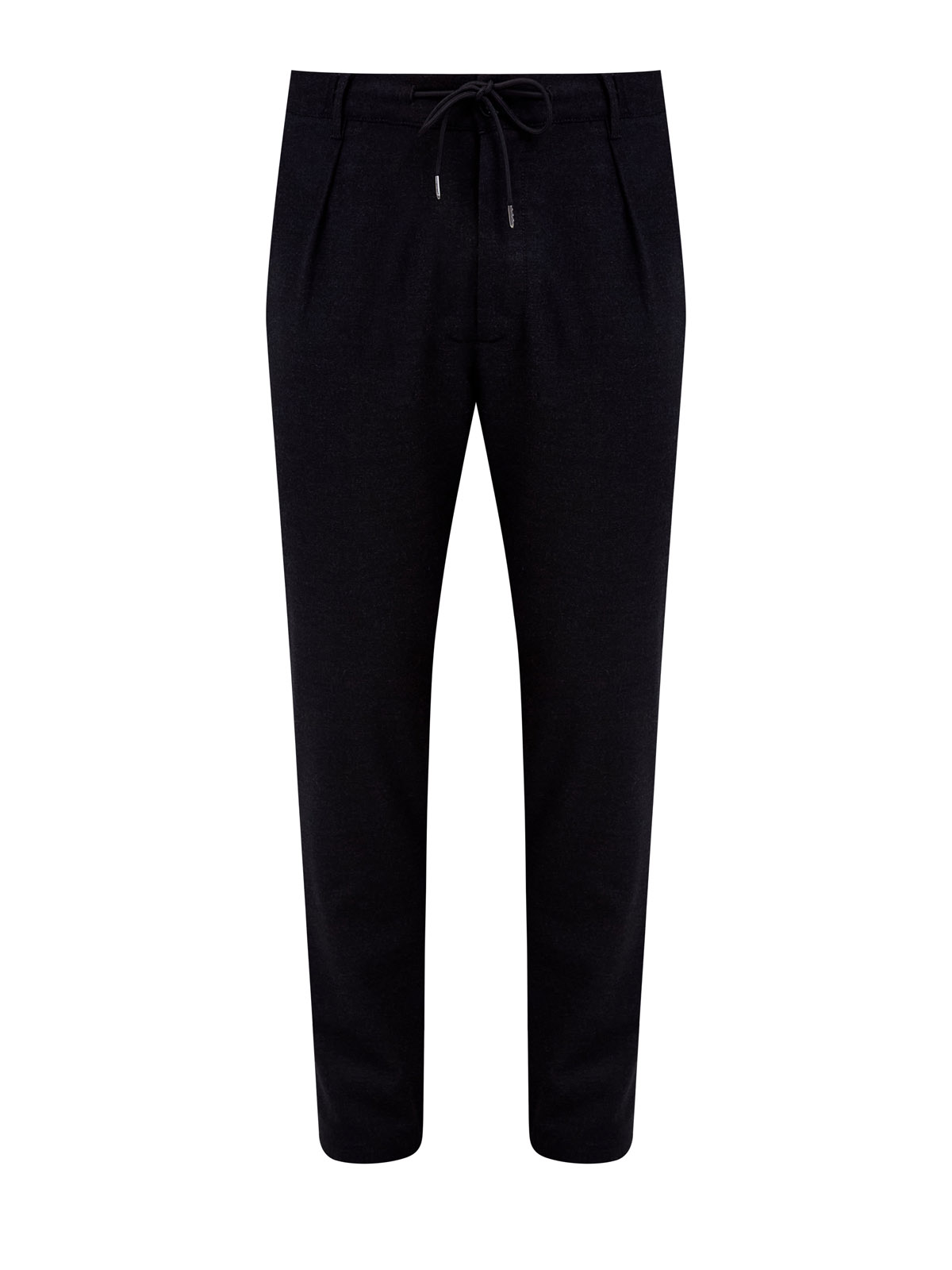 

Брюки из смесовой шерсти с защипами и поясом на кулиске, Черный, Брюки из смесовой шерсти с защипами и поясом на кулиске