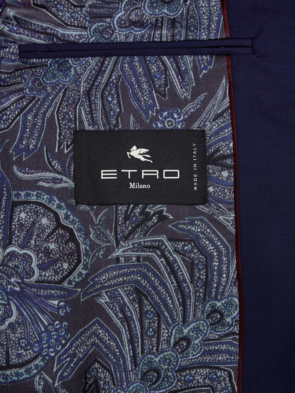 Костюмный пиджак приталенного кроя из гладкой шерсти ETRO, цвет синий, размер 48;50;52;54 - фото 6