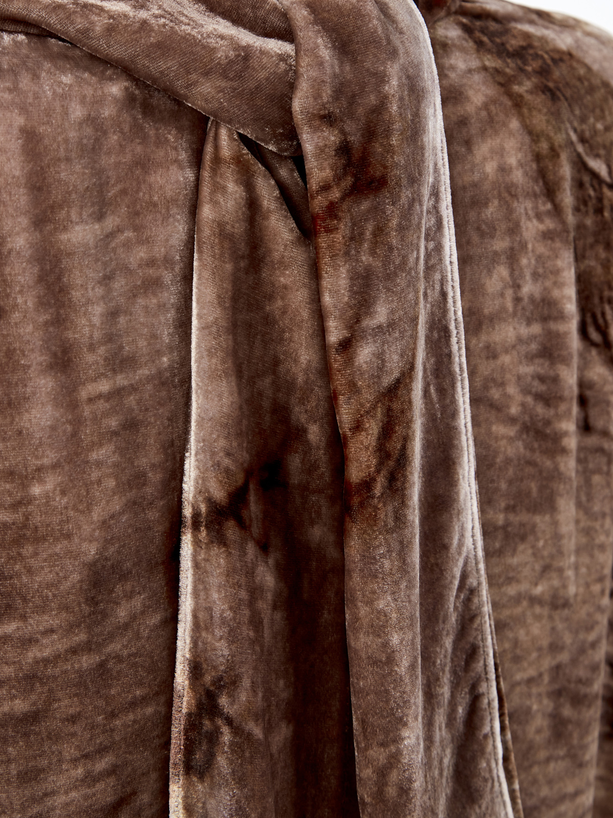 Свободная блуза из бархатистой вискозы и шелка с лентой-шарфом GENTRYPORTOFINO, цвет коричневый, размер 46 - фото 3