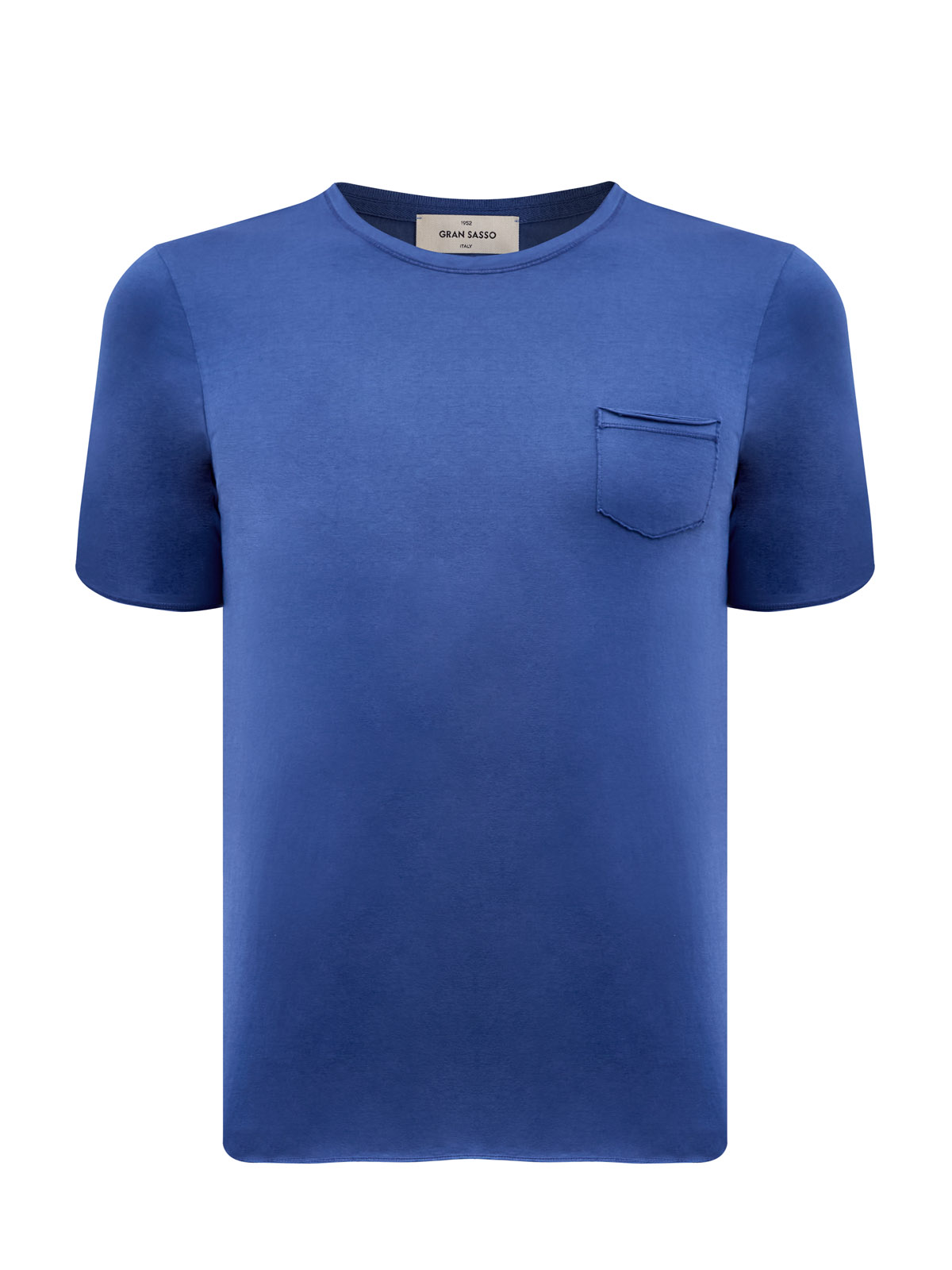 Хлопковая футболка из тонкого джерси с фирменным патчем GRAN SASSO, цвет синий, размер 50;52;54;56;58