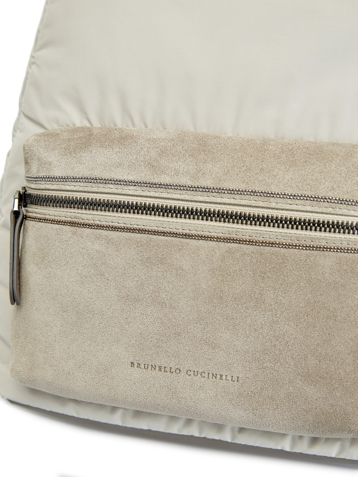Рюкзак из бархатистой замши и тафты с цепочкой Мониль BRUNELLO CUCINELLI, цвет серый, размер 42;44 - фото 6