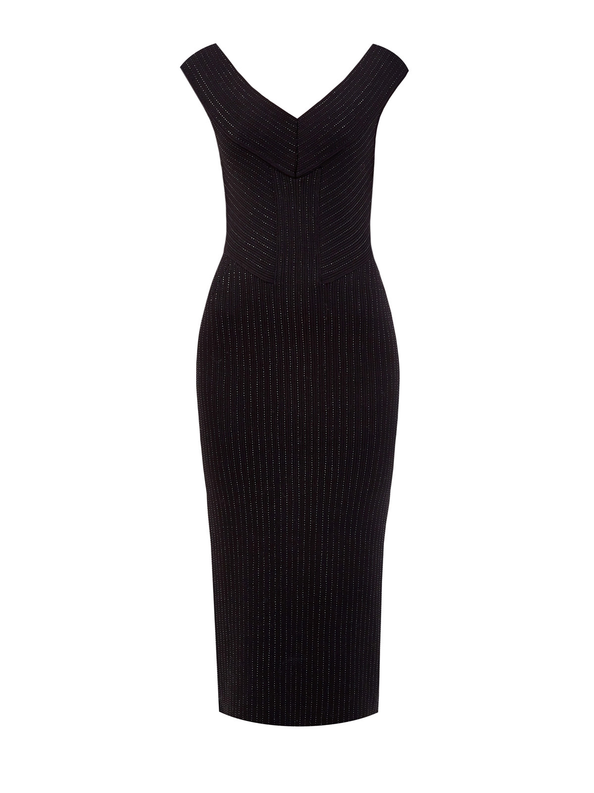 Платье-футляр из плотной пряжи с микро-кристаллами ERMANNO SCERVINO, цвет черный, размер 44 - фото 1