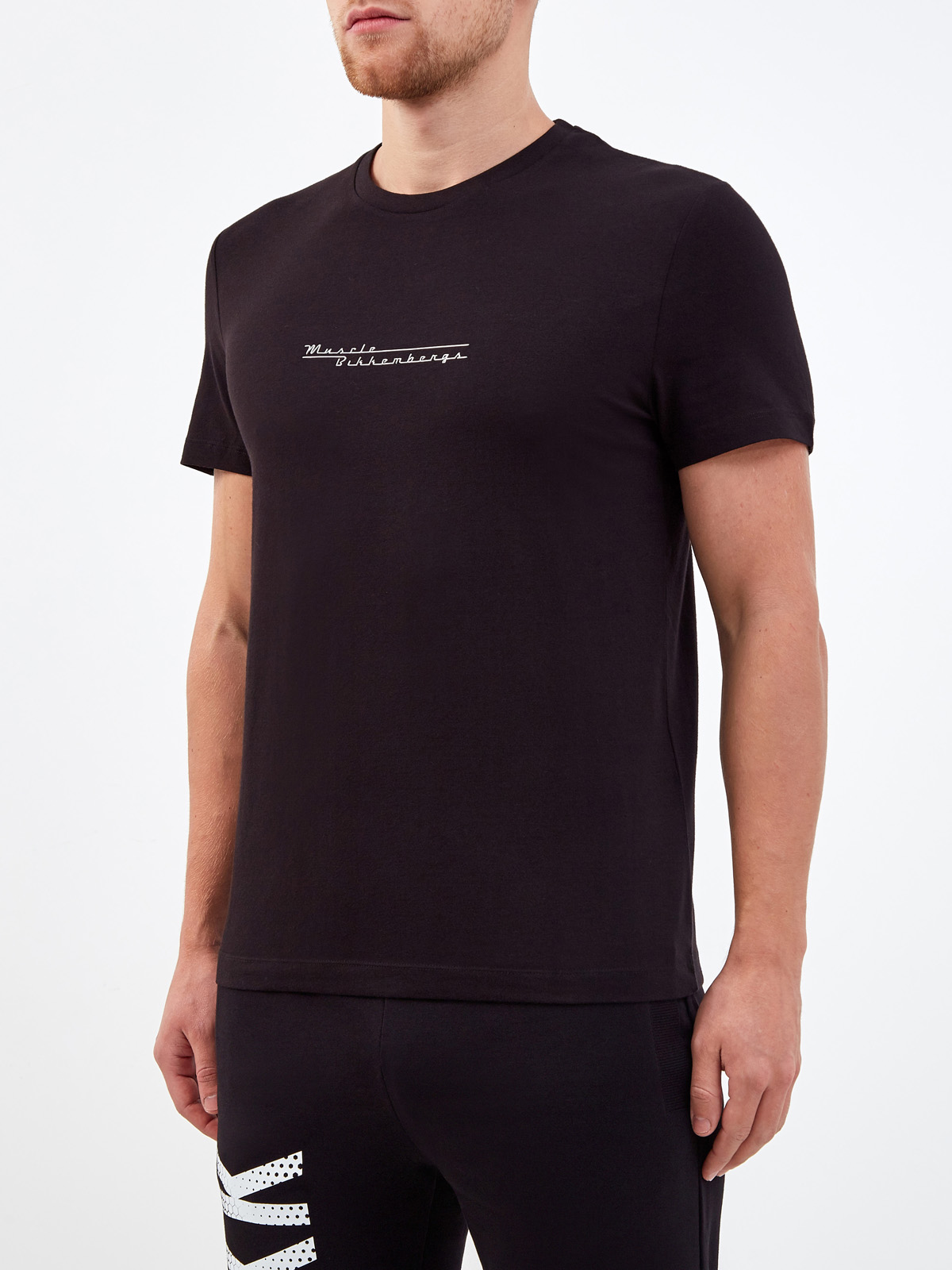 Хлопковая футболка с металлизированным логотипом и аппликацией BIKKEMBERGS, цвет черный, размер S;M;L;XL;2XL - фото 3