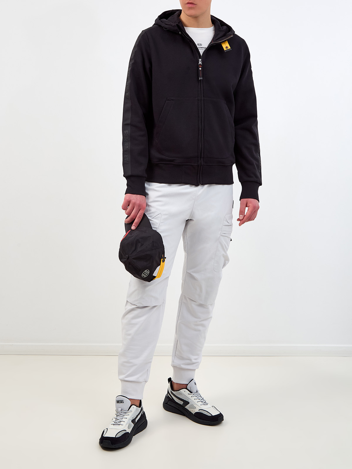 Толстовка из хлопкового футера с капюшоном и лентой грогрен PARAJUMPERS, цвет черный, размер M;L;XL;2XL - фото 2